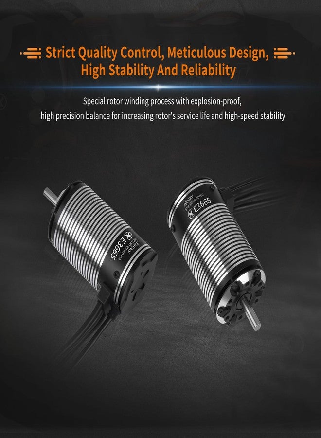 أكس سي محرك XC E3665 بدون فرش مزود بمستشعر لسيارات التحكم عن بعد، بطارية ليثيوم بوليمر 2-3S، مقاوم للماء بمعيار IP67، مناسب لسيارات السباق القصيرة بمقياس 1/10، والشاحنات، والسيارات الضخمة (3300KV). - Image 5